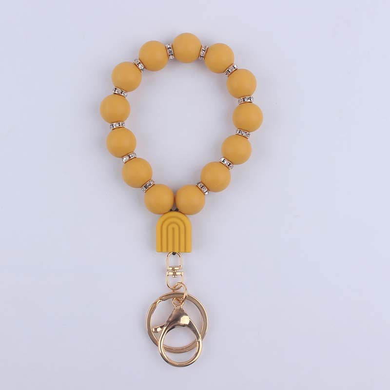 Wholesale Cartoon Creative DIY Bright Silicone Beaded Keychain