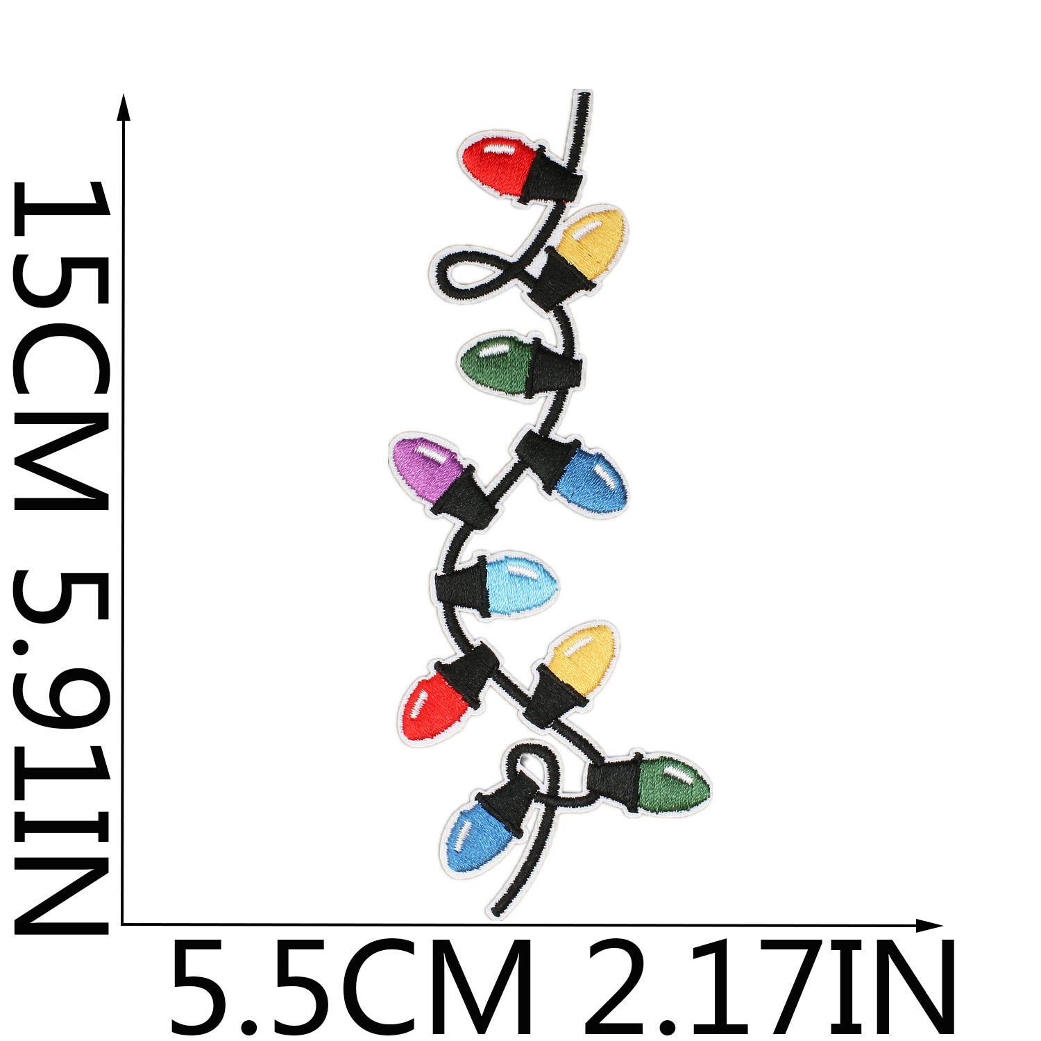 Wholesale Colorful Light Strip Embroidered Cloth Patch Christmas Patch