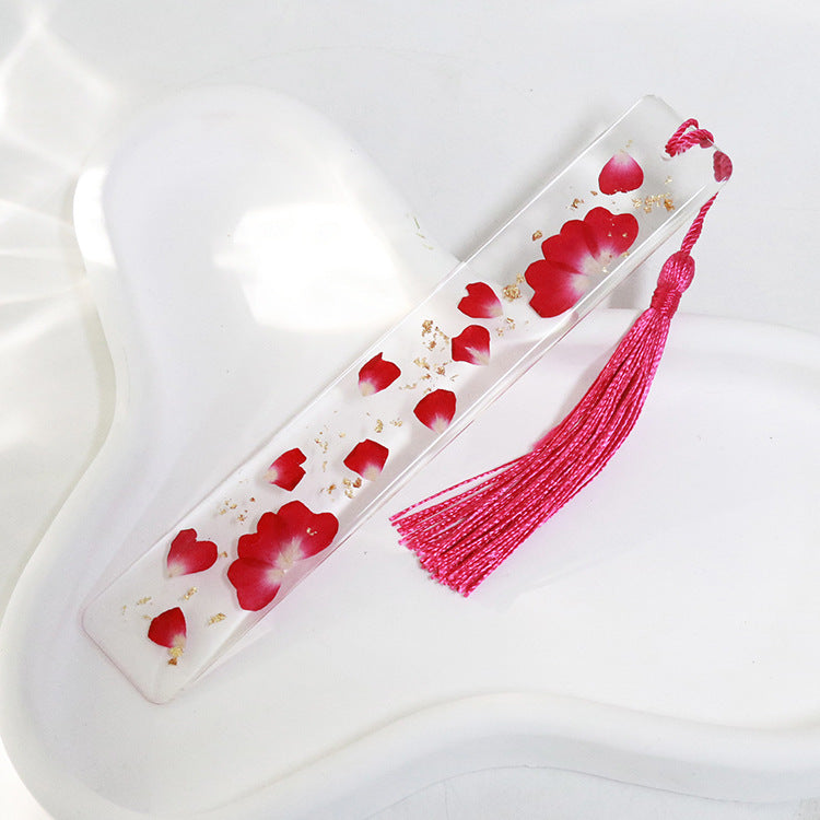 Wholesale 6pcs Dried Flower Glue Colored Tassel Bookmarks