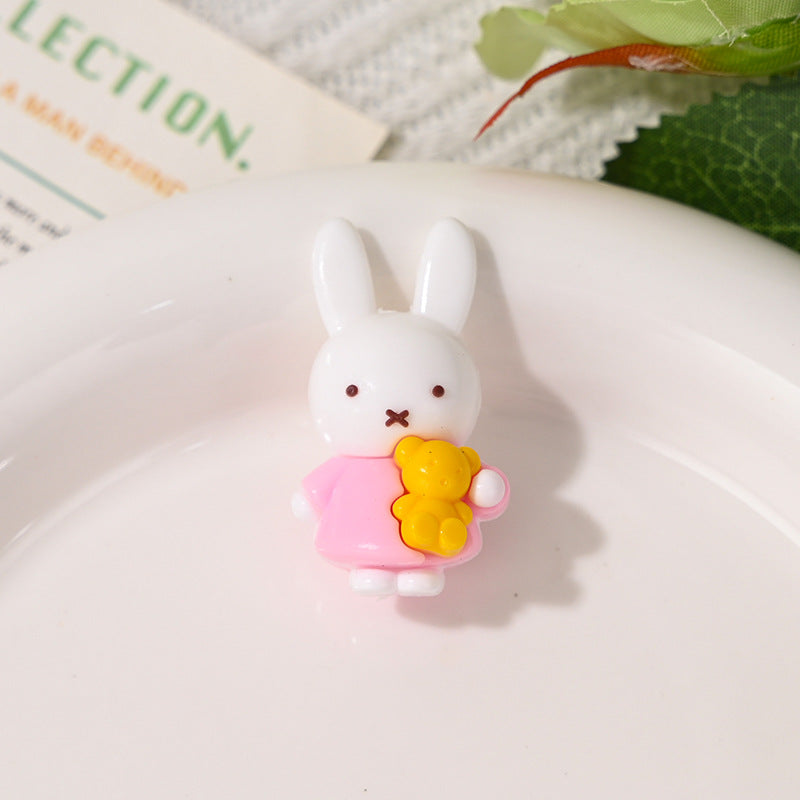 Wholesale 10pcs Cute 3D Little Rabbit Through-Hole Rubber Focal Beads