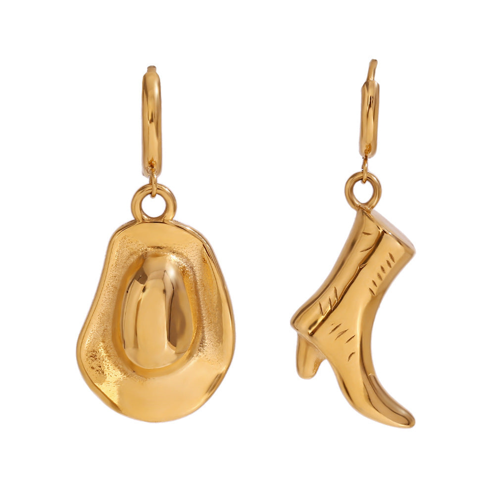 Wholesale Western style cowboy boots and hats, popular gold-plated personalized Earrings