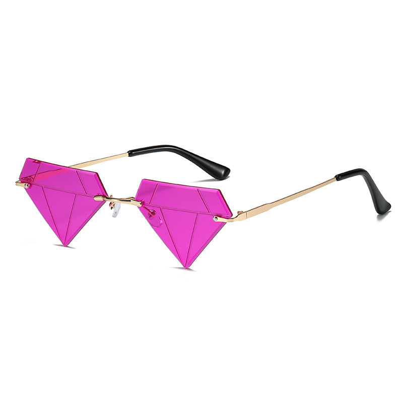 Wholesale Rimless Diamond Shape Hip Hop Sunglasses