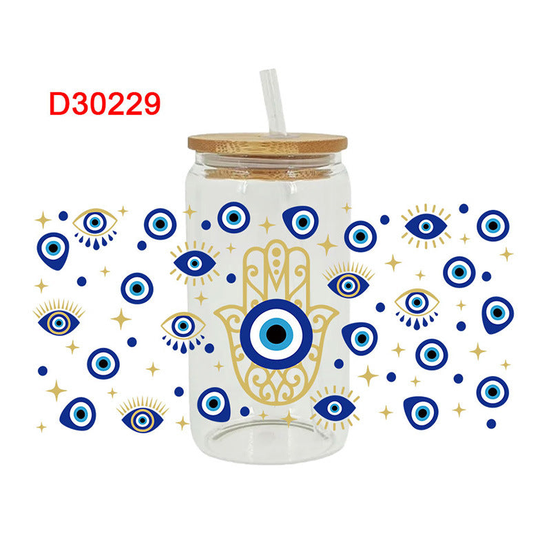 Wholesale Blue Devil's Eye Series 16oz Cup UV DTF Wraps