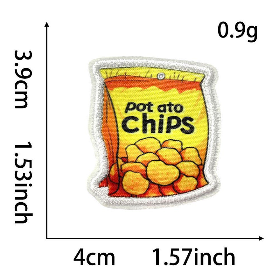 Wholesale Cute Food Embroidered Patch For Clothes Milk Tea Cake Snack Applique Fashion Accessory For DIY Decor