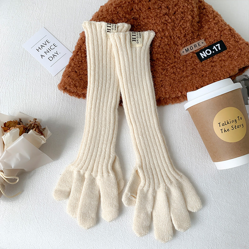 Wholesale Long Knitted Wool Cute Finger Touch Screen Gloves
