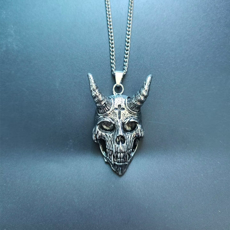 Wholesale Sheep Head Devil Skull Mask Alloy Necklace