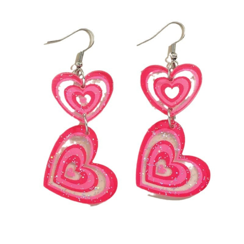 Wholesale  Pink  Heart Earrings Acrylic Flat Earrings Elegant Simple Ear Accessories