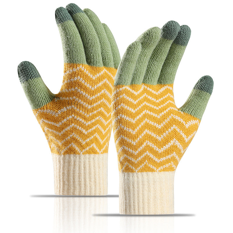 Wholesale Winter Warm Wool Touch Screen Plus Velvet Thickened Finger Lift Cycling Knitted Gloves