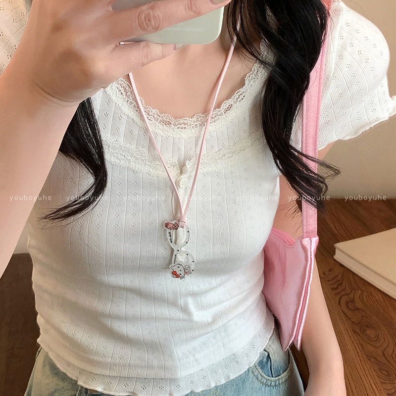 Wholesale Red hollow flower heart-shaped necklace