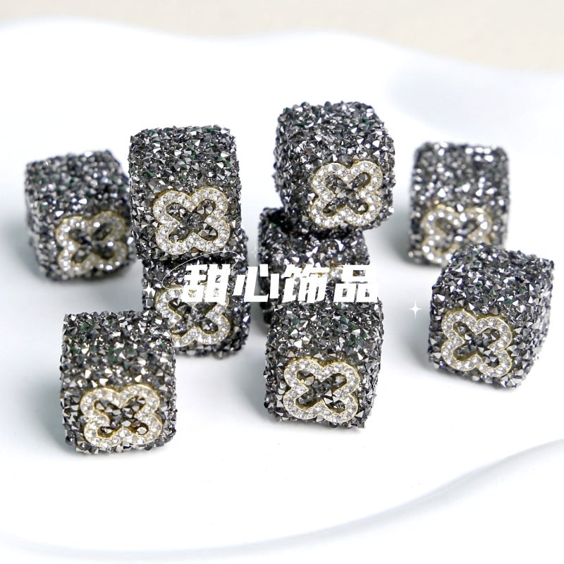 Wholesale 5pcs/pack Black cube sugar diamond DIY beads