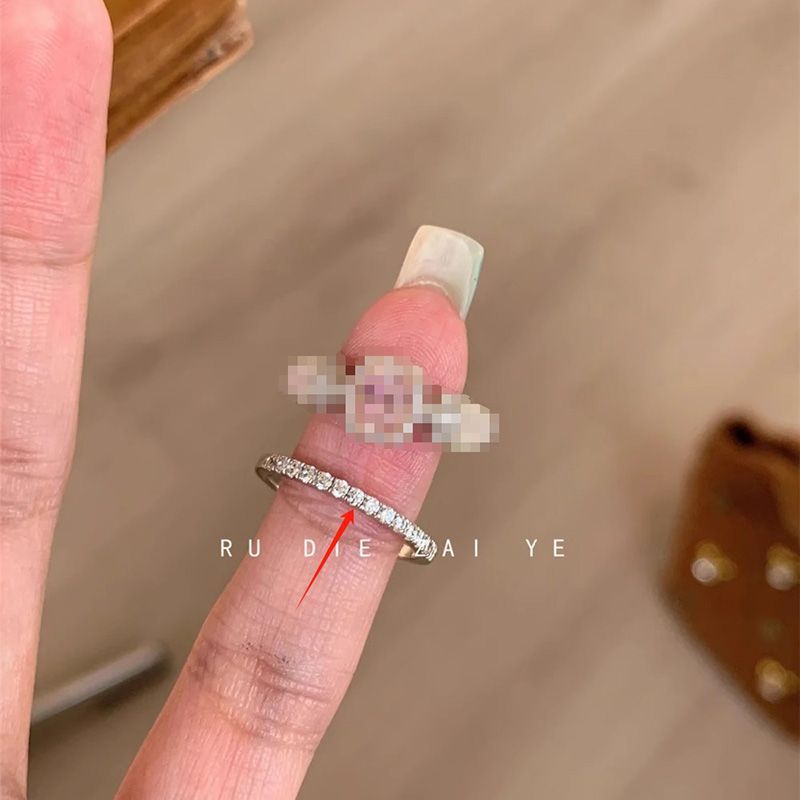 Wholesale Vintage Pink Sugar Cube Small Diamond Ring for Women,  Socialite Style