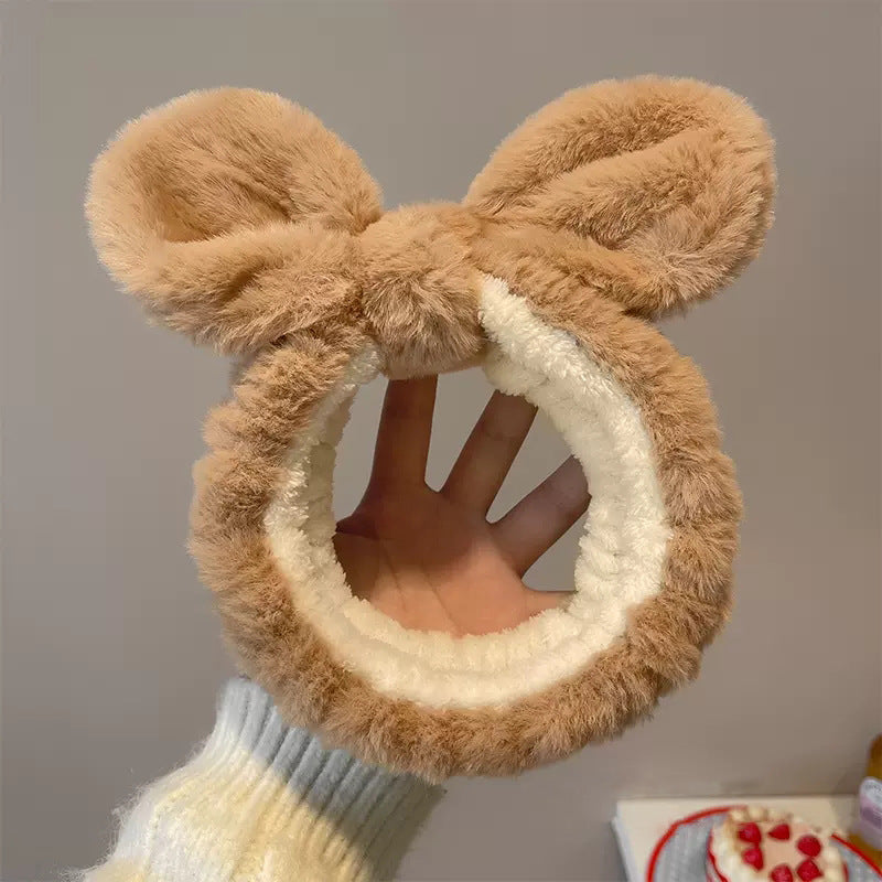 Wholesale Cartoon plush rabbit ears headband with bowknot