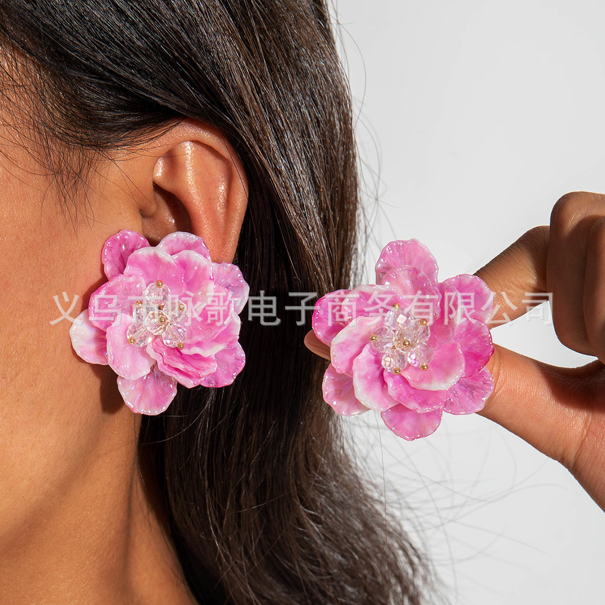 Wholesale 5pcs/pack sweet color resin petals flower earrings