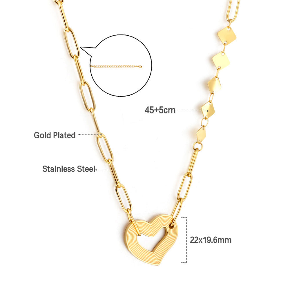 Wholesale 18k Gold-Plated Heart Pendant Stainless Steel Necklace