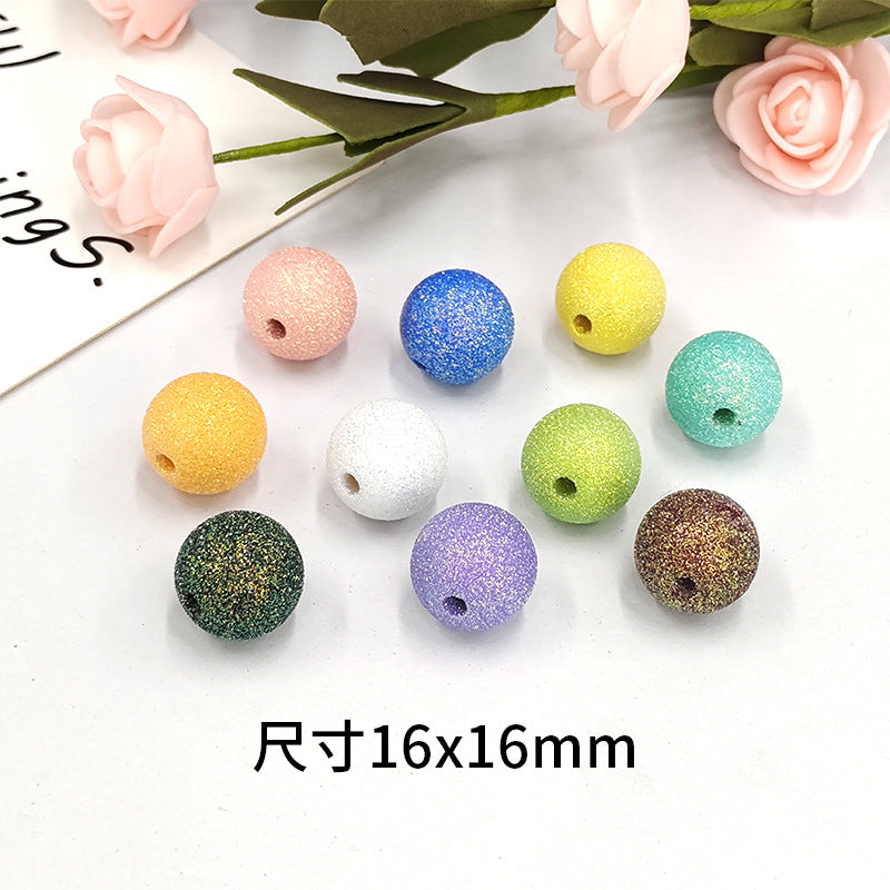 Wholesale 100pcs/pack Sparkling Powder 16mm Round Beads DIY Acrylic Beads