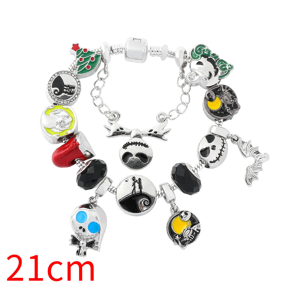 Wholesale 2PCS Halloween Pumpkin Head Spider Bat Ghost Alloy Bracelet
