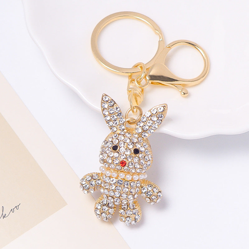Wholesale rhinestone rabbit keychain cute cartoon design