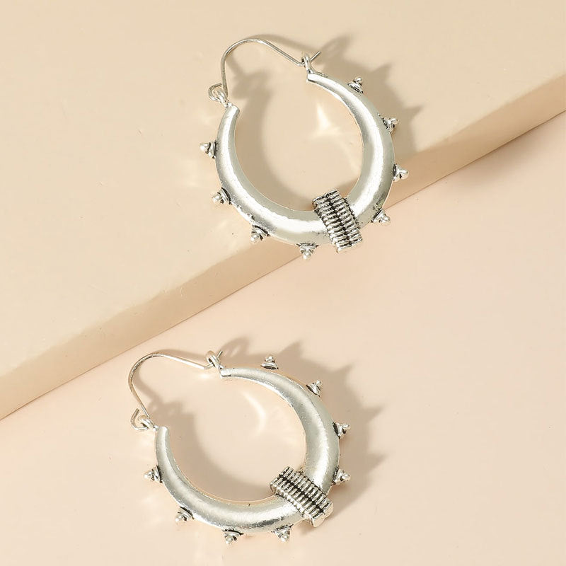 Wholesale Hollow Carved Alloy Irregular Circular Earrings