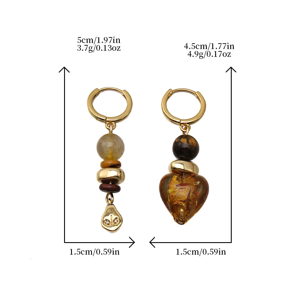 Wholesale Amber flowing light ethnic style natural stone long earrings