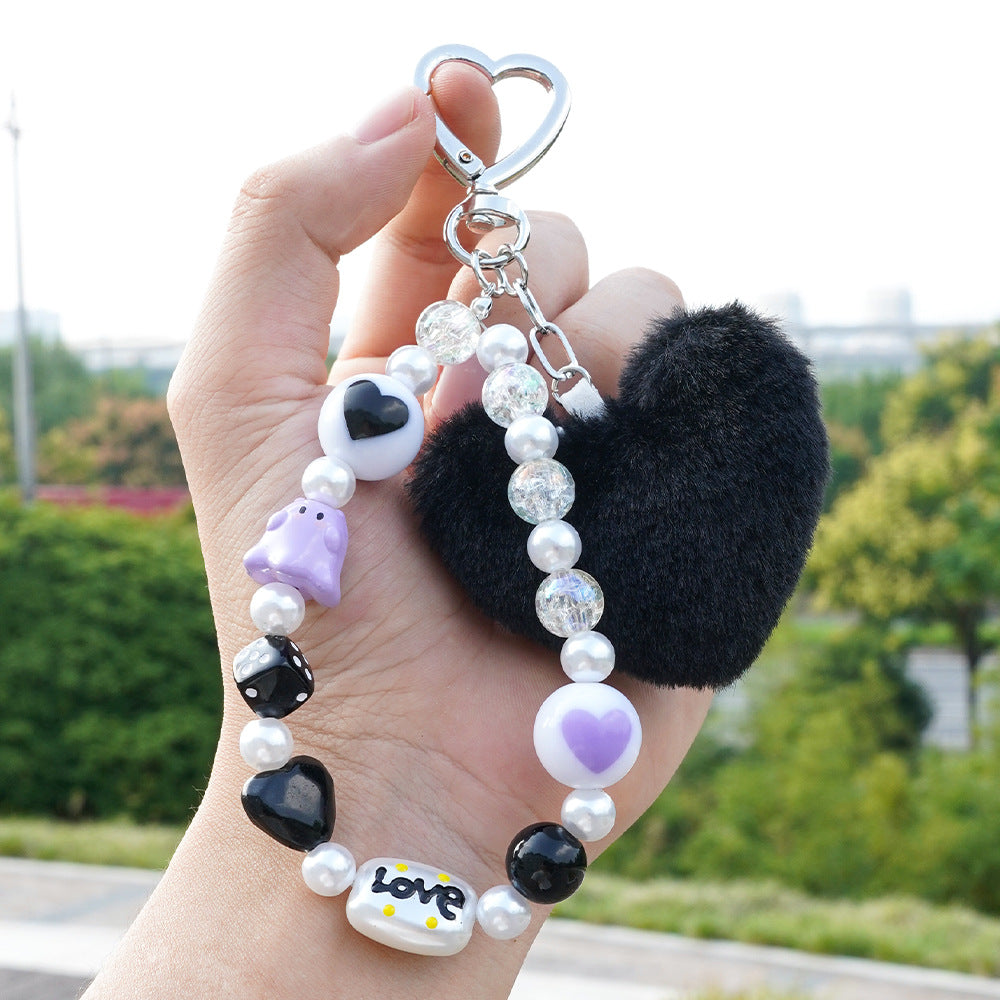 Wholesale Love ball hanging rope acrylic Wristlet Keychain