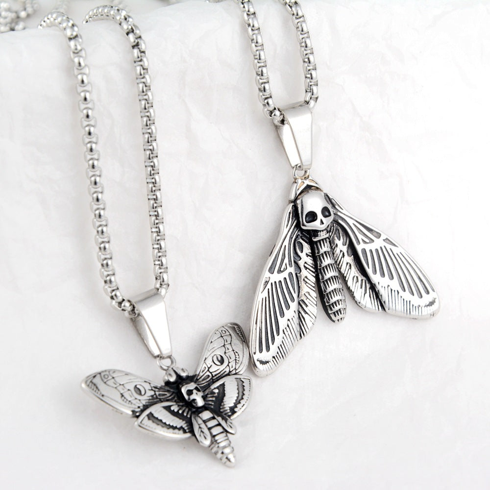 Wholesale Hip Hop Titanium Steel Butterfly Pendant Necklace