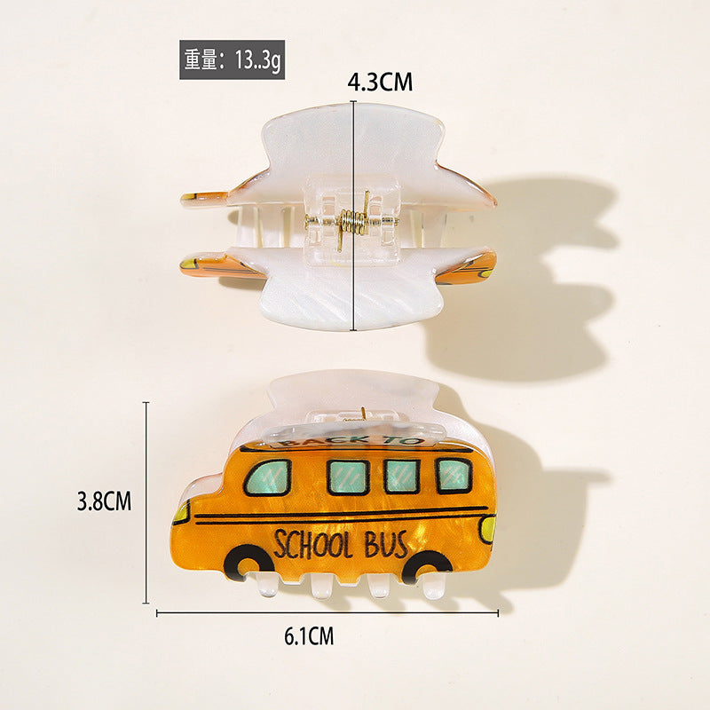 Wholesale Fashion Hair Gripper Clip PVC Cartoon School Bus Pencil Calculator Airplane Design For Women Everyday Styling