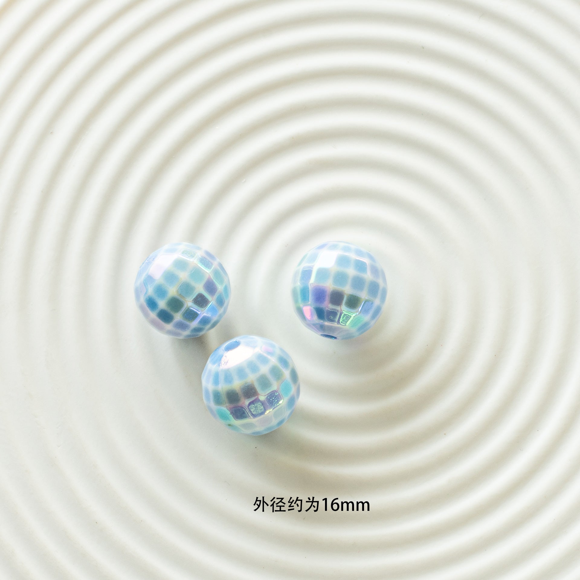 Wholesale 10PCS AB Color-plated Color-plated Acrylic Cut Surface Round Beads 16mm Lattice Beads