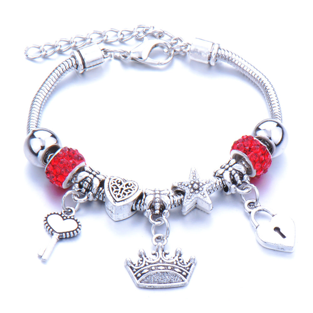 Wholesale Zinc Alloy Beaded Crown Pendant Bracelet