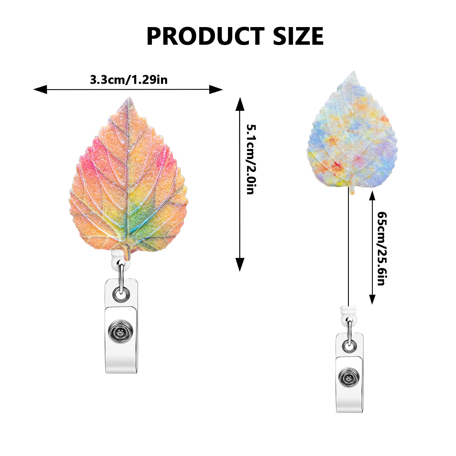Wholesale Maple Leaf Tree Gradient Glitter Retractable Badge