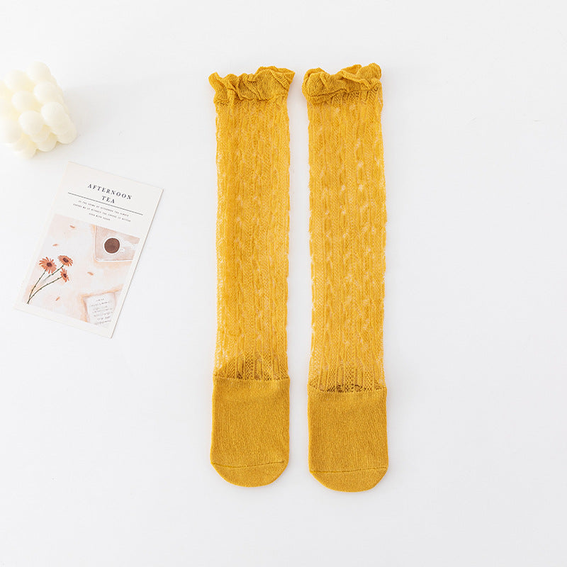 Niños al por mayor Calcetines de malla de verano de algodón calcetines de mosquito delgados