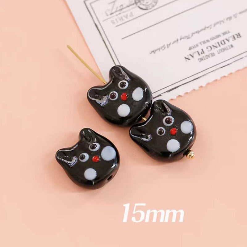 Wholesale 10pcs cat Bead DIY Through Hole Perforated Beads