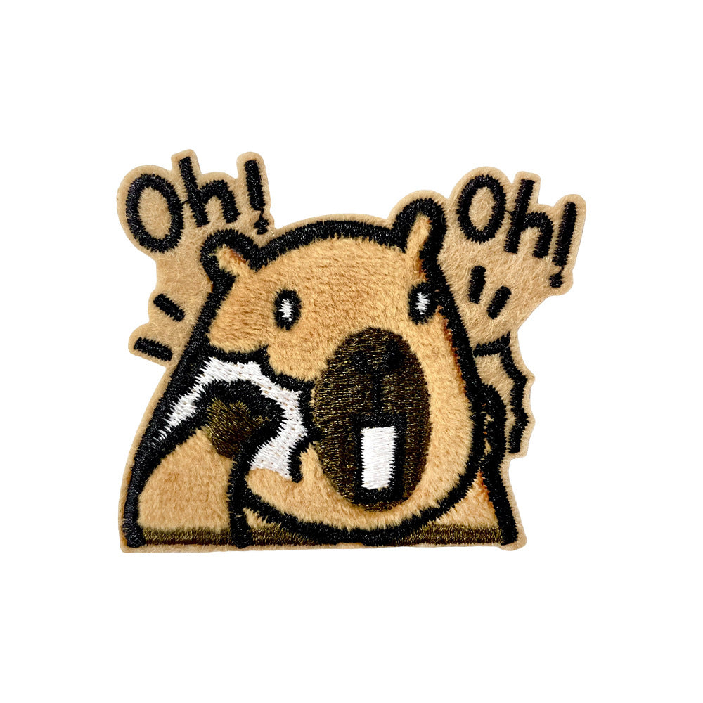 Wholesale Towel Embroidery DIY Patch Capybara Cartoon Embroidered Badge For Coat Decoration