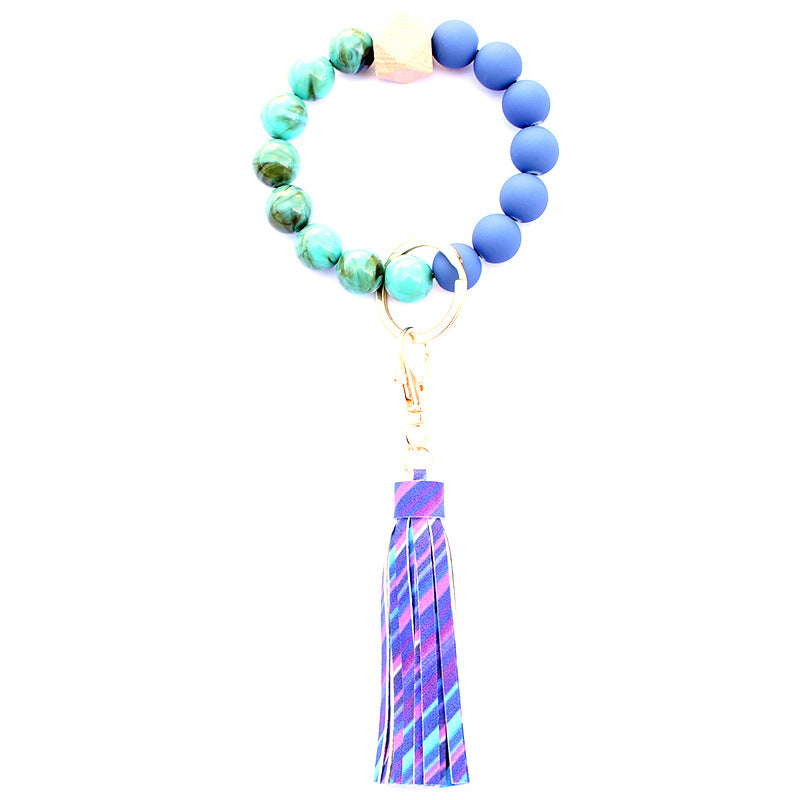 Wholesale Acrylic Beads Wooden Beads PU Tassel Bracelet Keychain