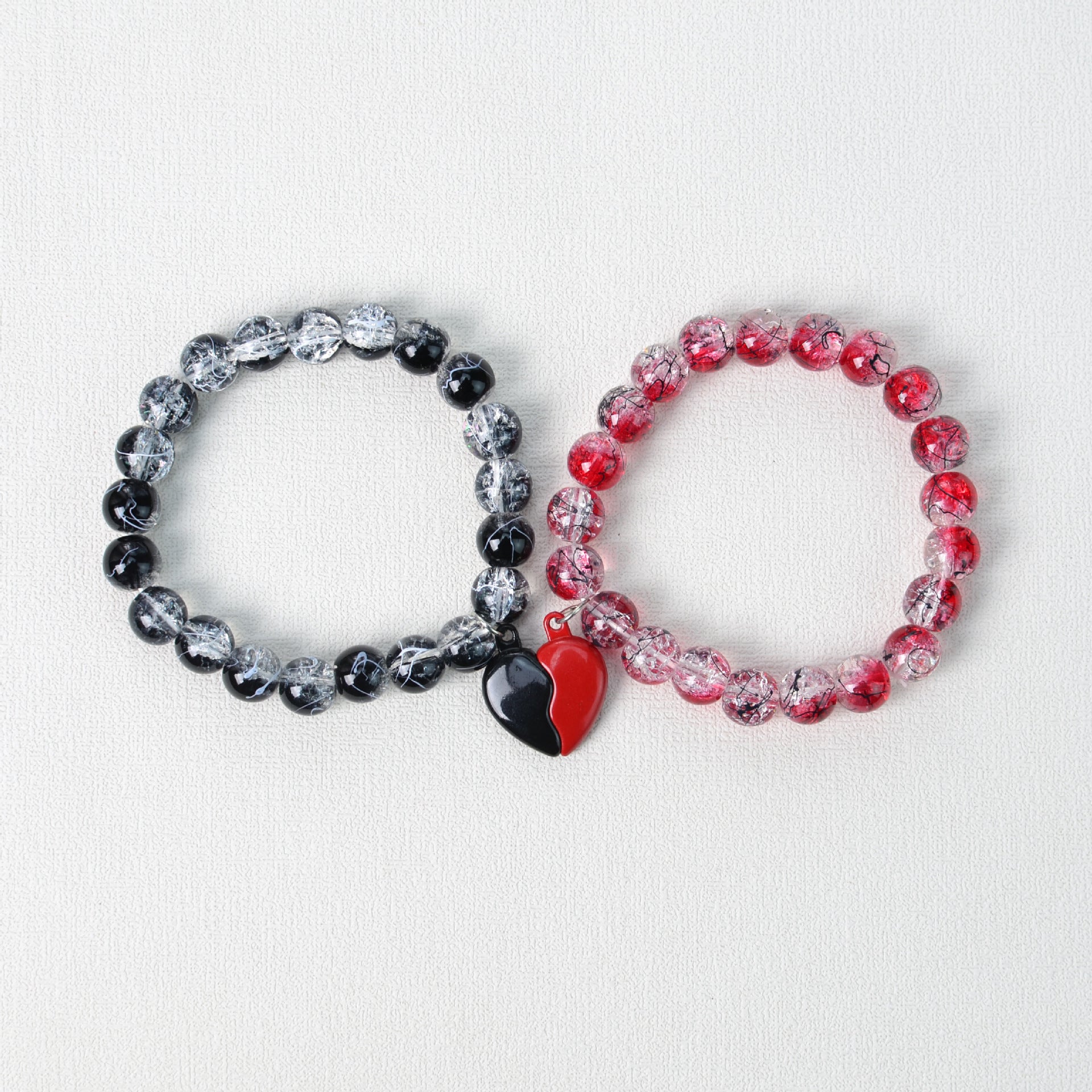 Wholesale 8mm Jade-Like Double-Layer Explosion Glass Straight Hole  Bracelet