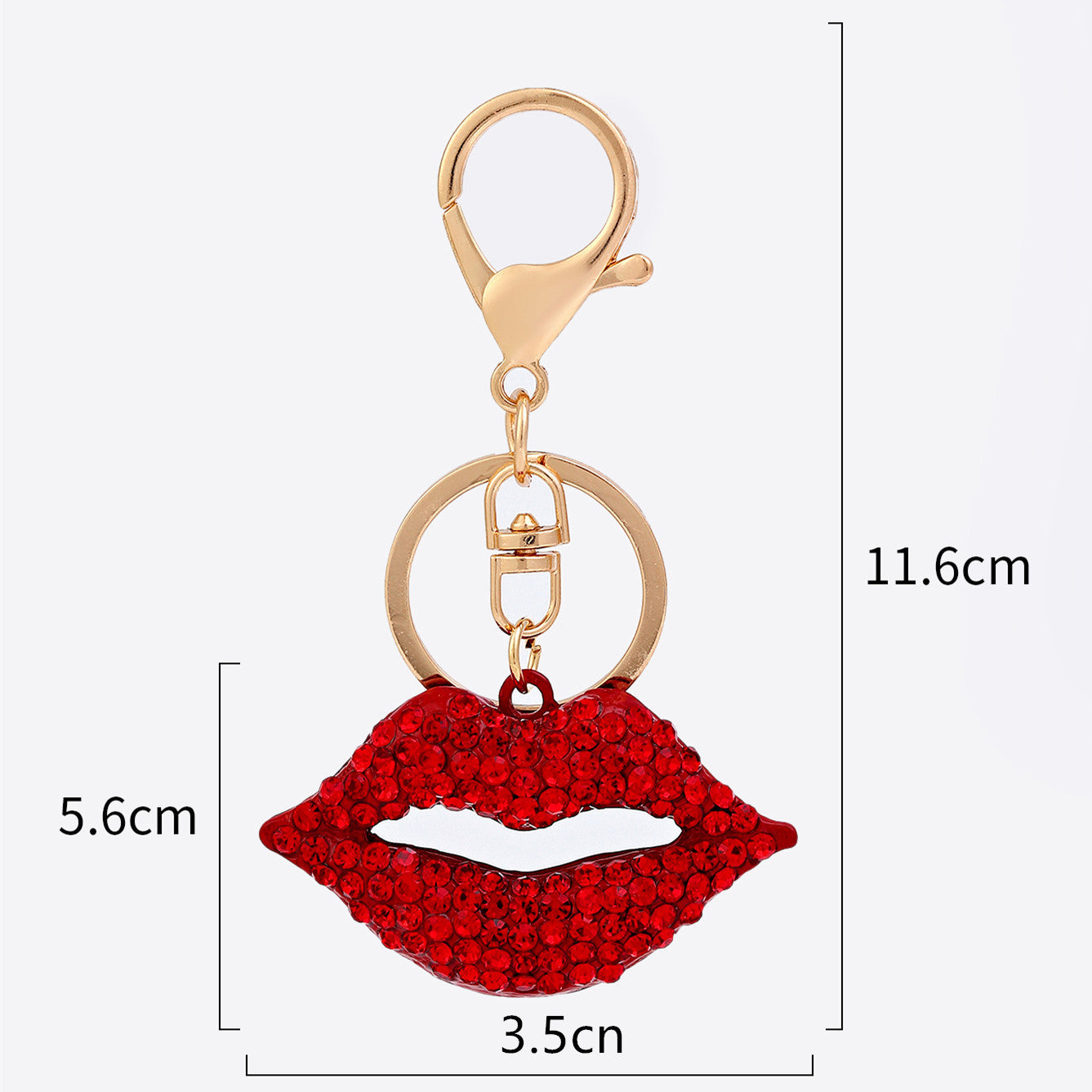 Wholesale Valentine's Day Alloy Red Lip Diamond Keychain