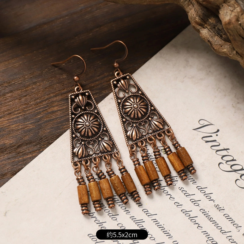 Wholesale Bohemian Feng Shui Drop shaped Long tassel Earrings