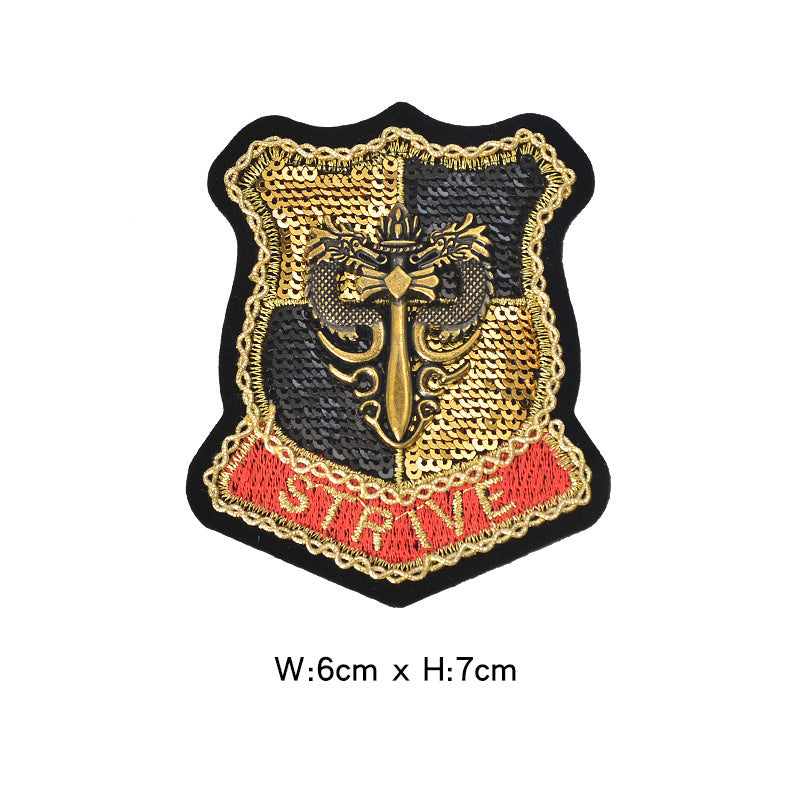 Wholesale Felt Base Sequin 3D Crown Bee Embroidered Patch Badge For Clothing Towel DIY Accessory