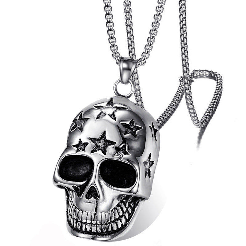 Wholesale Domineering Star Skull Titanium Steel Punk Men's Necklace