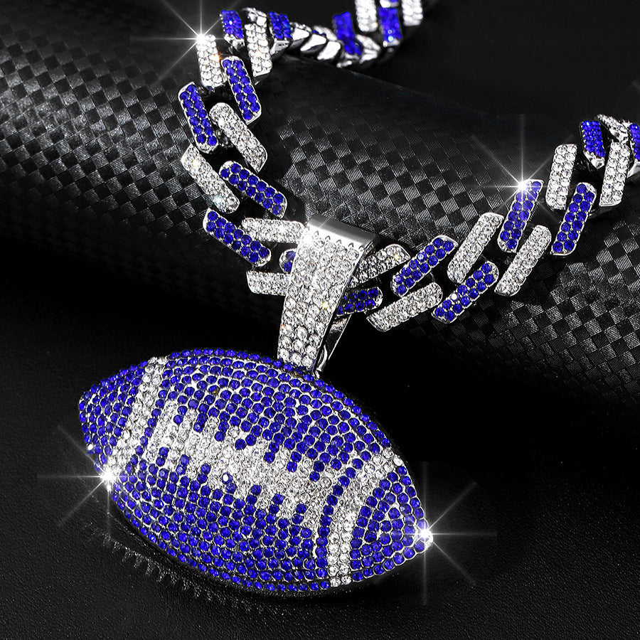 Wholesale Color Diamond Rugby Pendant Fashion Color Alloy Necklace