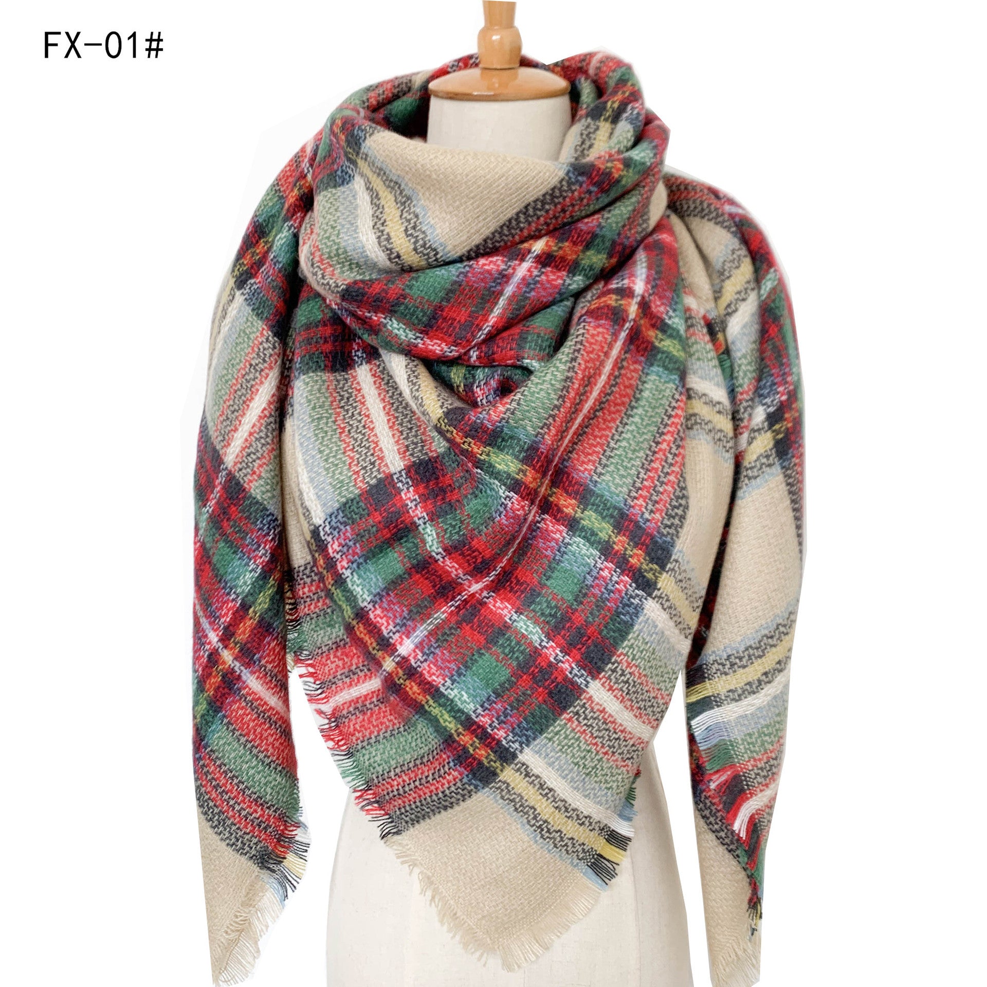 Wholesale Autumn and Winter Imitation Cashmere Double-sided Colorful Plaid Square Scarf Scarf