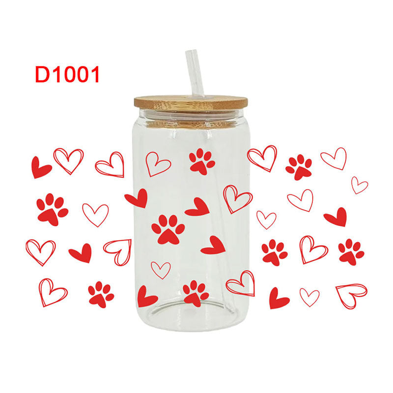 Wholesale Pink Love Valentine's Day 16oz Cup UV DTF Wraps