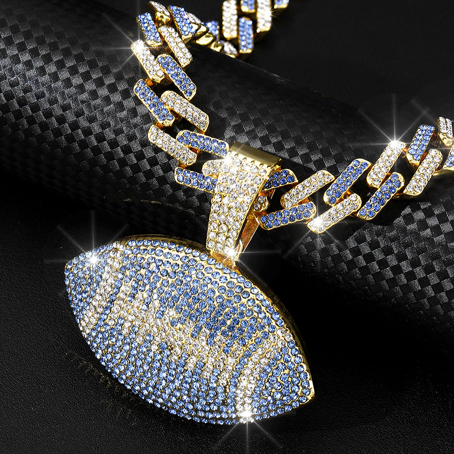 Wholesale Color Diamond Rugby Pendant Fashion Color Alloy Necklace