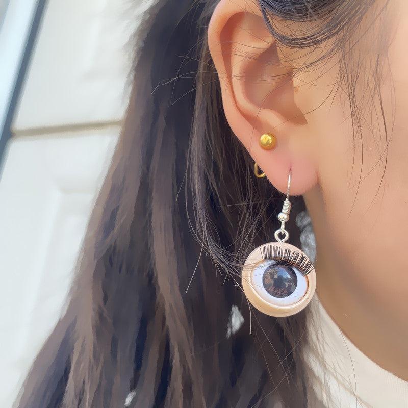 Wholesale Funny Simulated Eyes Eyelashes Eyeball Earrings