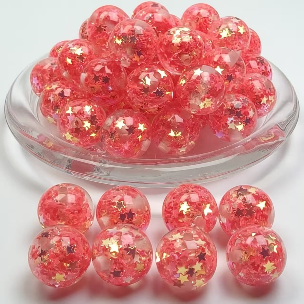 Wholesale  20pcs 16mm Sequin Heart-Shaped Glitter  Resin Beads DIY Acrylic Beads