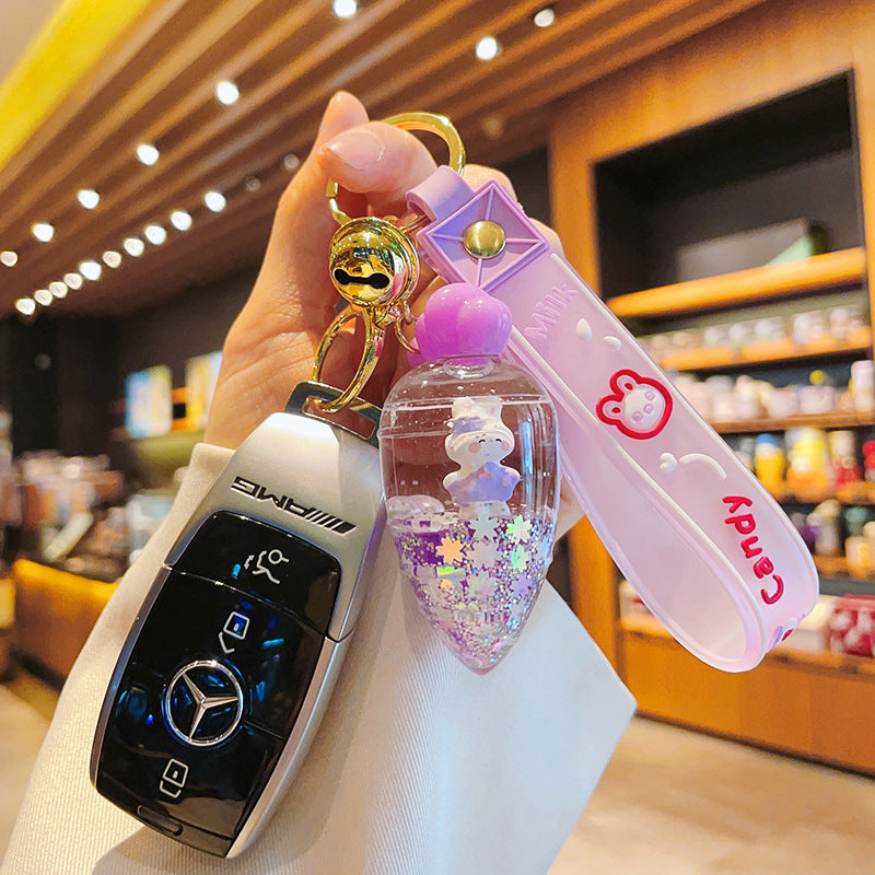 Wholesale Acrylic Quicksand Bottle Carrot Rabbit Keychain