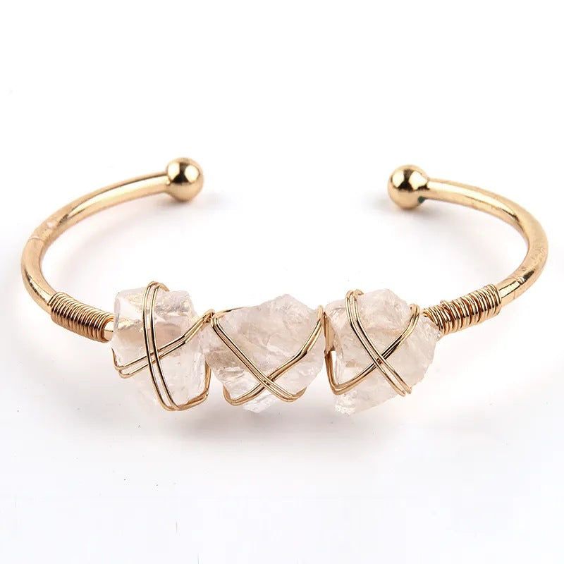 Wholesale Natural Stone Fashion Crystal Open Bracelet
