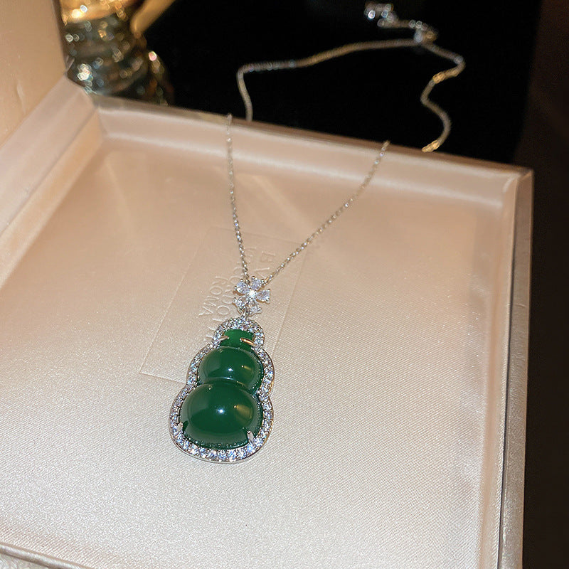 Wholesale Resin Gourd Zircon Ring Necklace