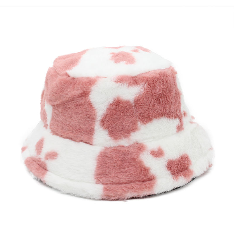 Wholesale Bucket cow pattern retro fisherman hat autumn and winter thick warm