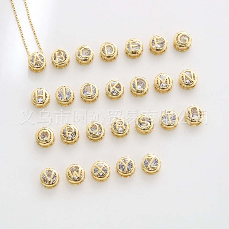 Wholesale 26 English letters inlaid with zircon stones  Pendant Charms