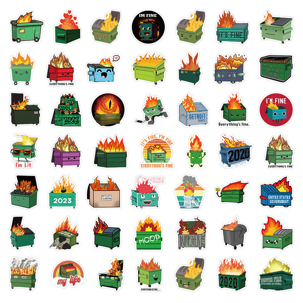 Wholesale 50 cartoon trash can fire stickers